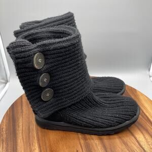 UGG Australia Boots Classic Cardy Womens Size 8 Black Casual Comfort Shoes